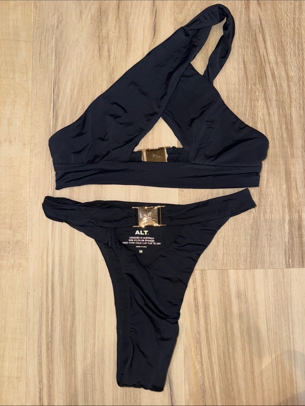 ALT SWIM- Moss Black Gold-Accented Bikini Set